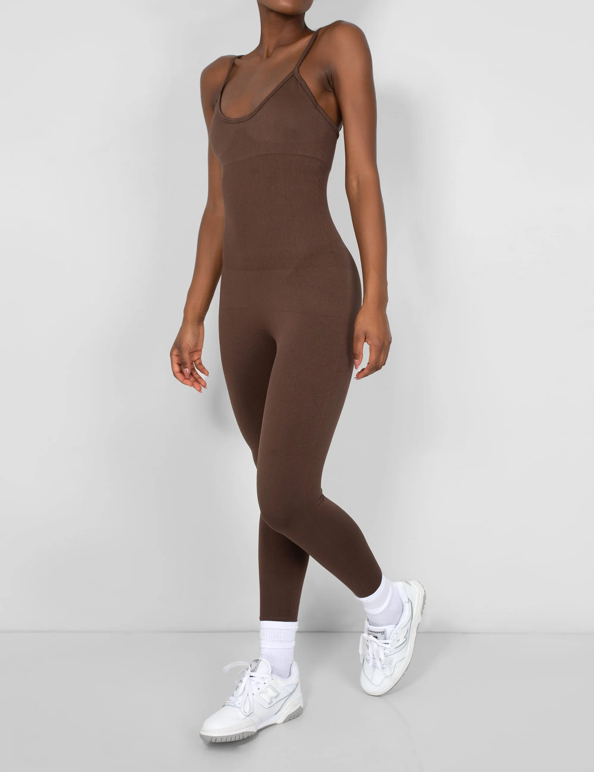 Seamless Unitard Jumpsuit Brown