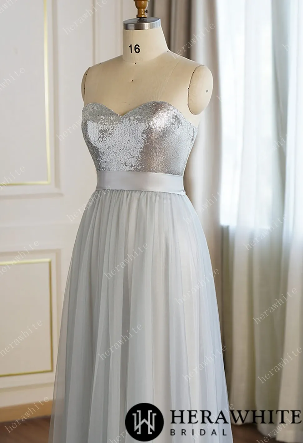 Sequin Strapless A-line Bridesmaid Gown