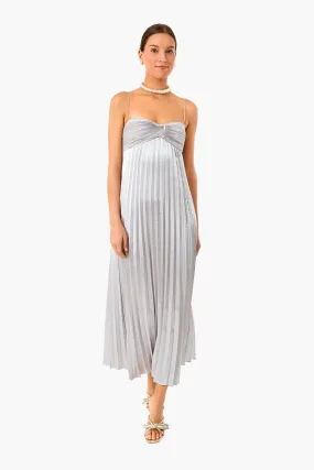 Silver Lame Pleated Dress