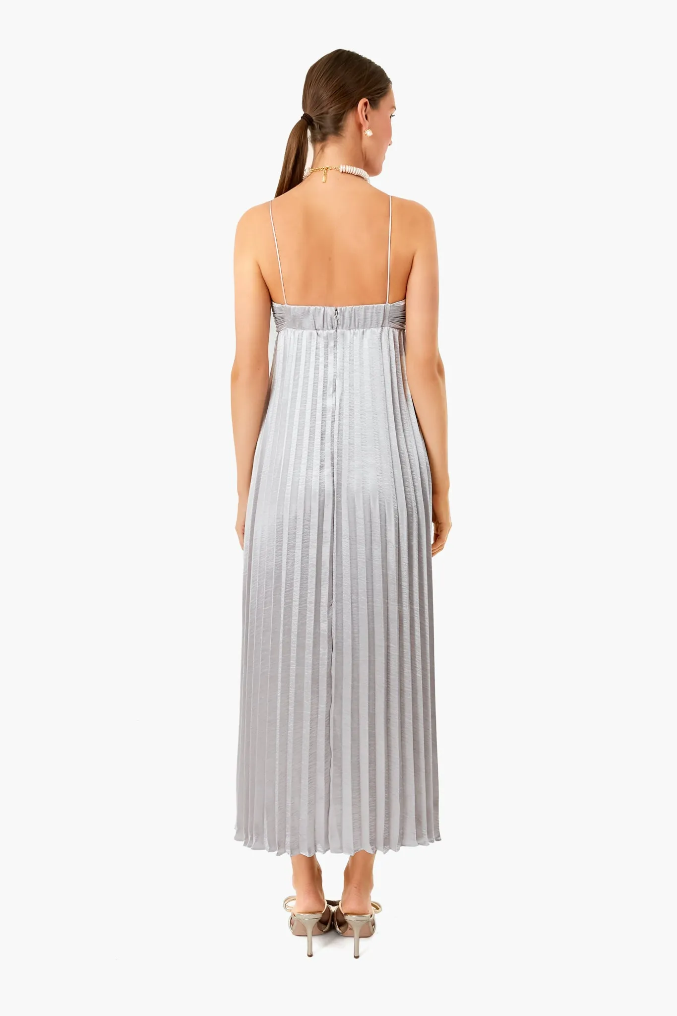 Silver Lame Pleated Dress