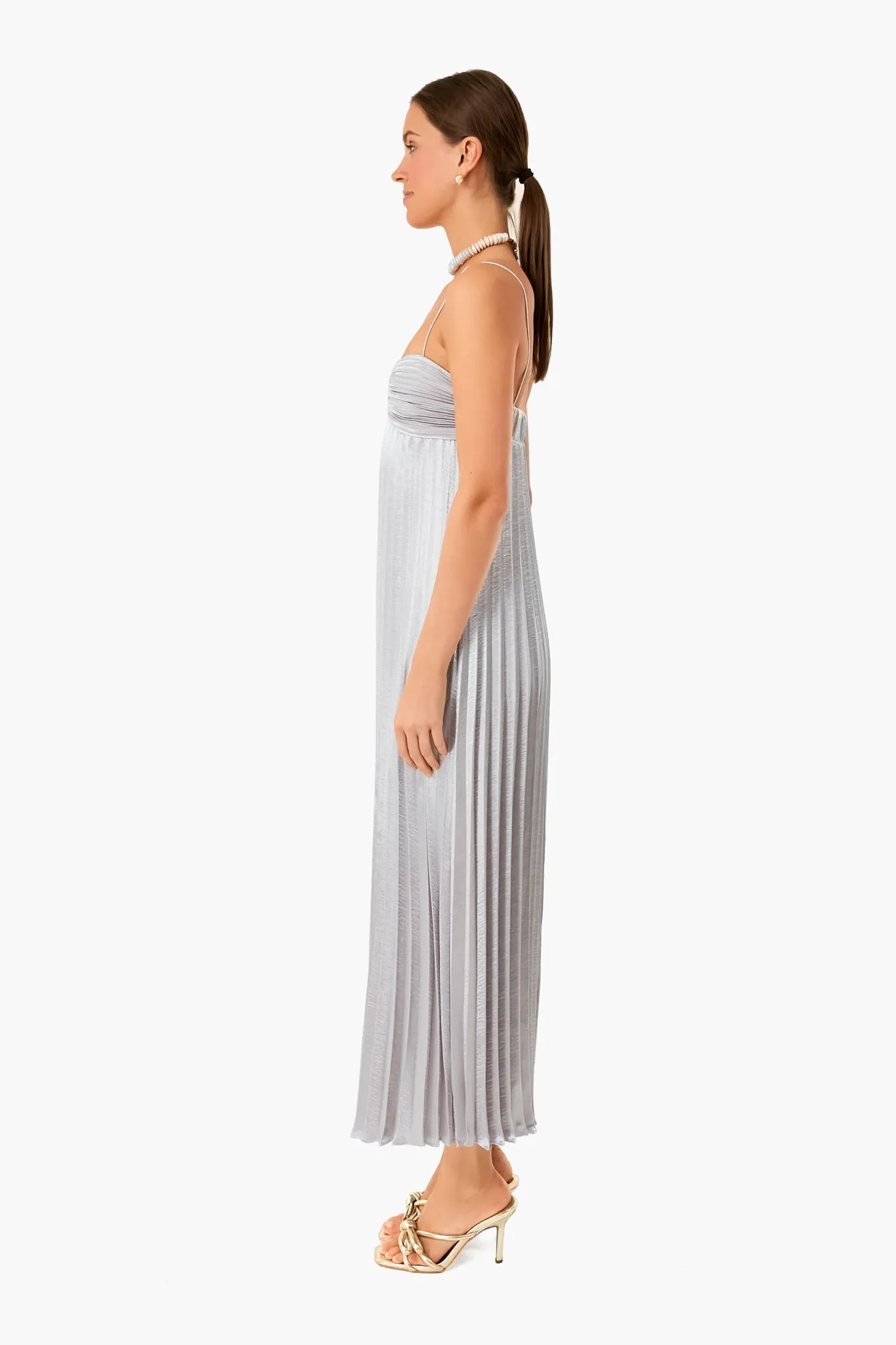 Silver Lame Pleated Dress