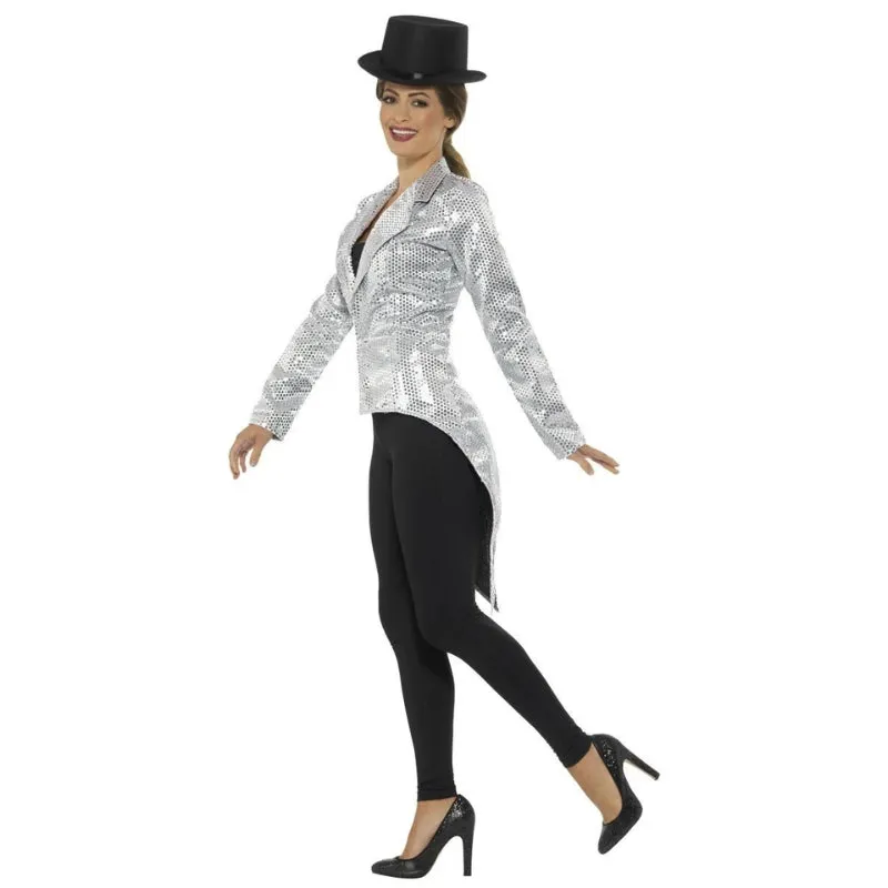 Silver Sequin Tailcoat Jacket - Ladies