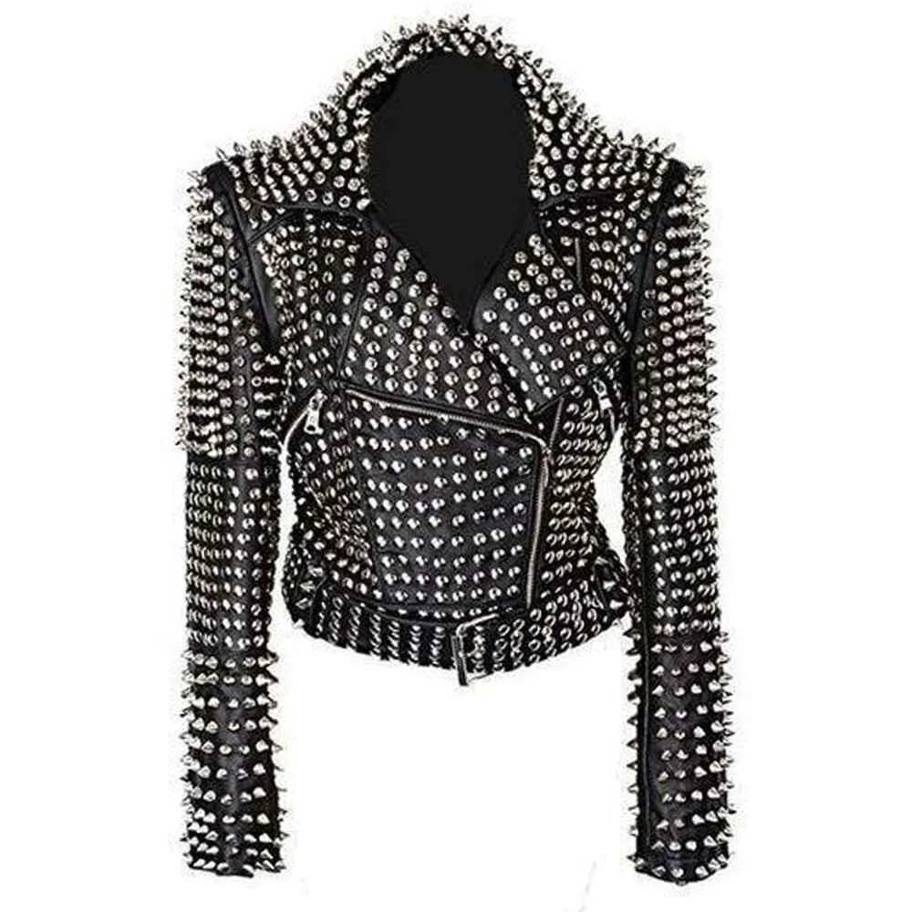 Spiked Heavy Metal Studded Punk Leather Jacket