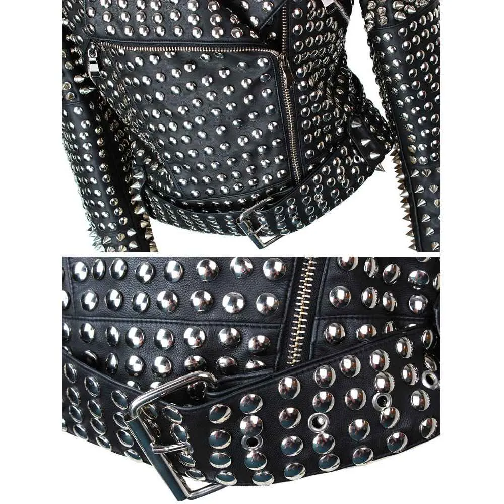 Spiked Heavy Metal Studded Punk Leather Jacket