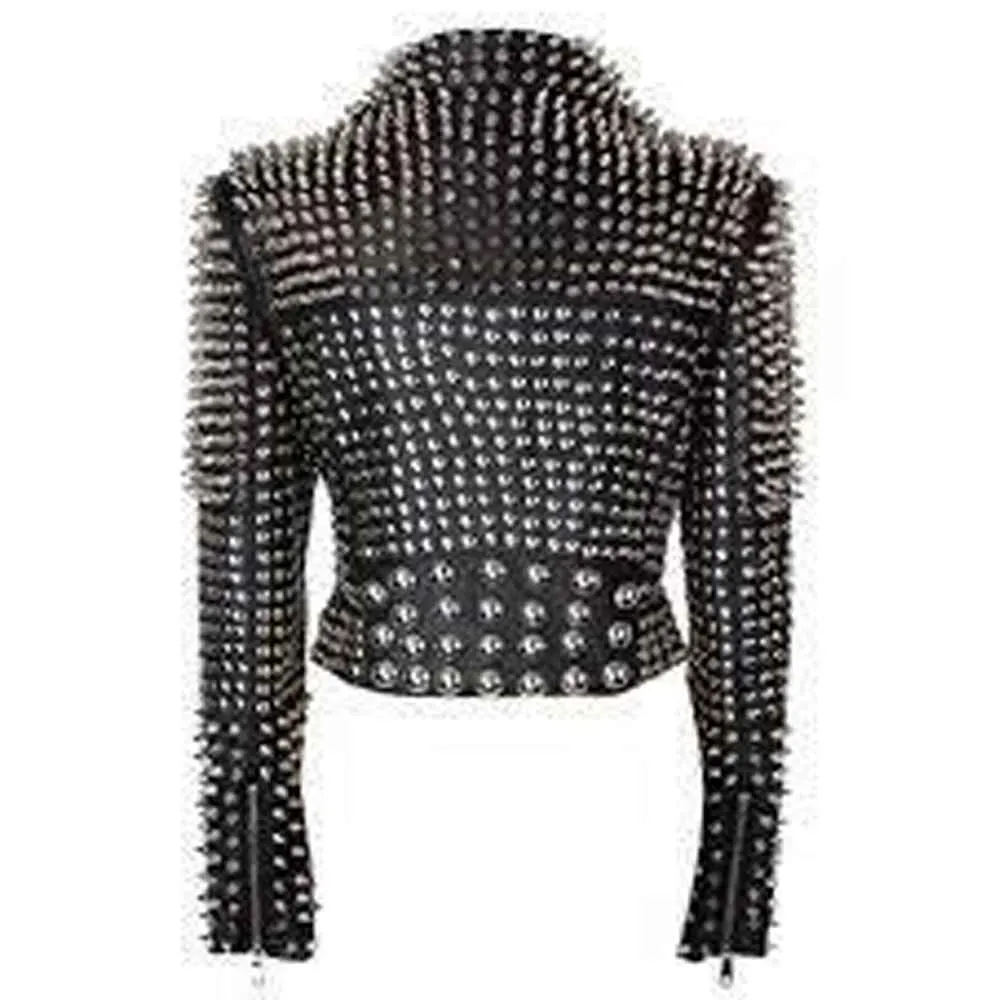 Spiked Heavy Metal Studded Punk Leather Jacket