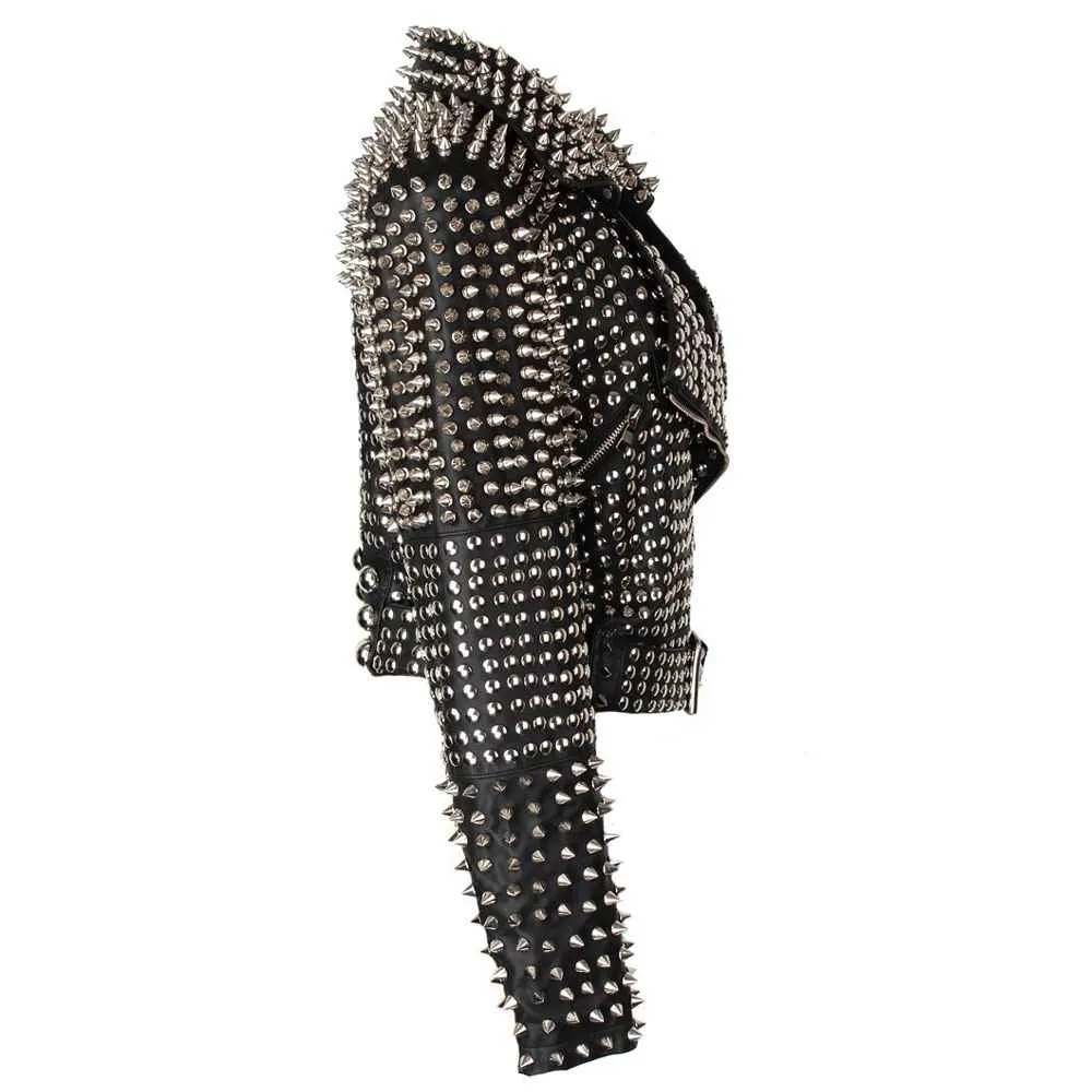 Spiked Heavy Metal Studded Punk Leather Jacket