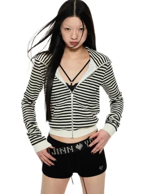 Striped Devil Hooded Cardigan