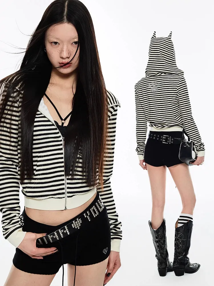 Striped Devil Hooded Cardigan