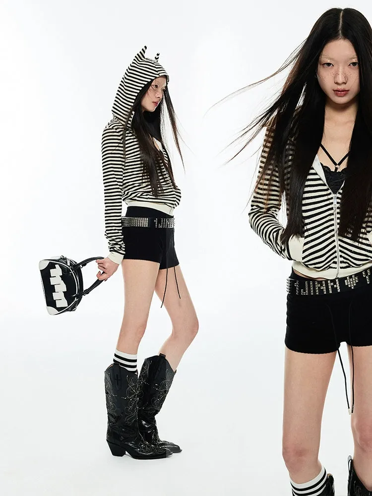 Striped Devil Hooded Cardigan