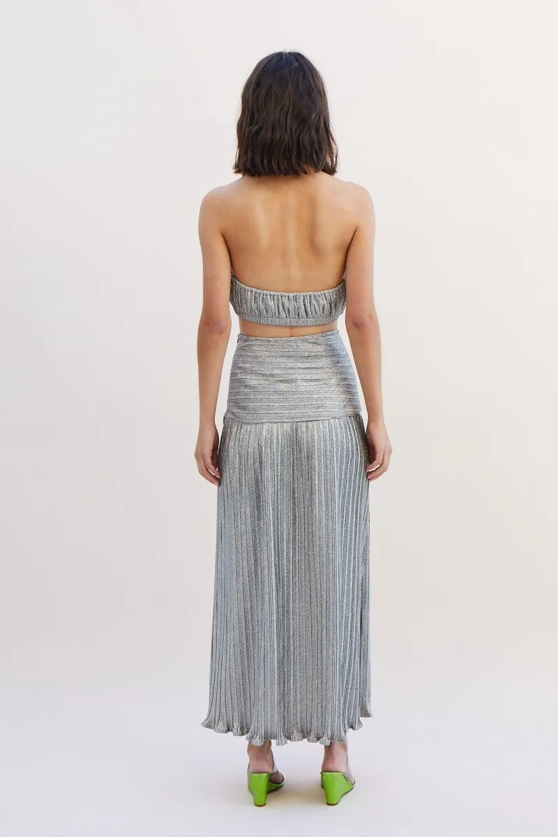 Suboo Ana Halter Wrap Crop Top - Silver