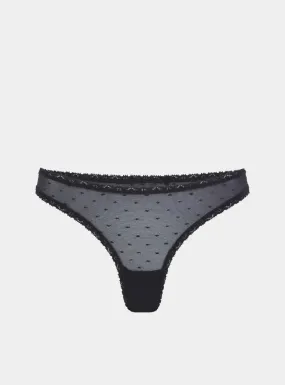 Sugi Recycled-Lace High-Leg Thong - Volcanic Black