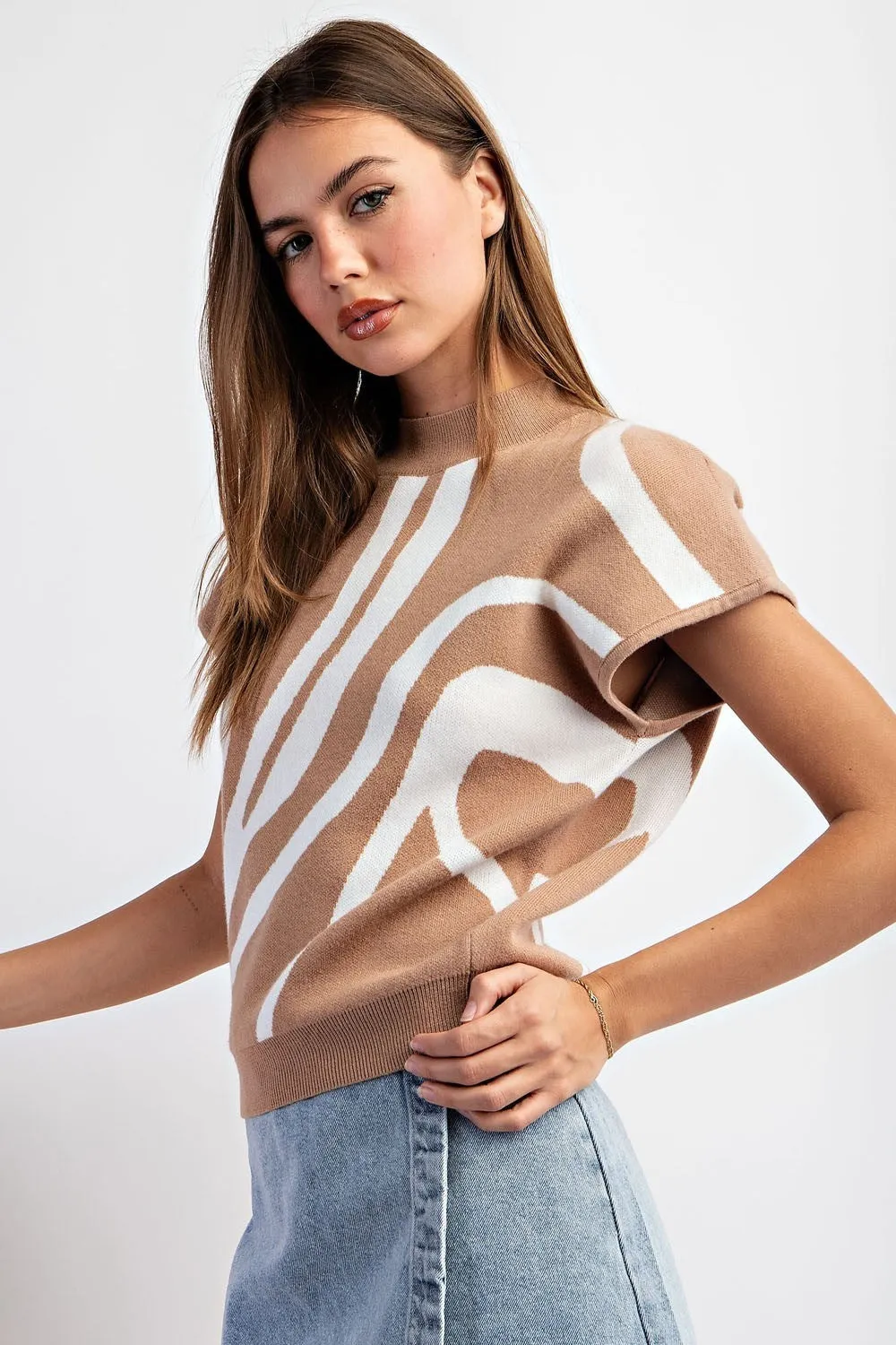 Swirl Print Knit Top