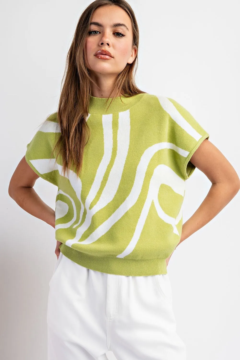 Swirl Print Knit Top