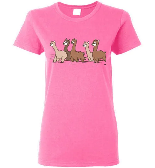 t-shirt: Curious Alpacas Gildan Ladies Short-Sleeve