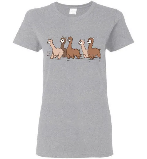 t-shirt: Curious Alpacas Gildan Ladies Short-Sleeve