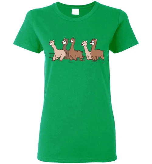 t-shirt: Curious Alpacas Gildan Ladies Short-Sleeve