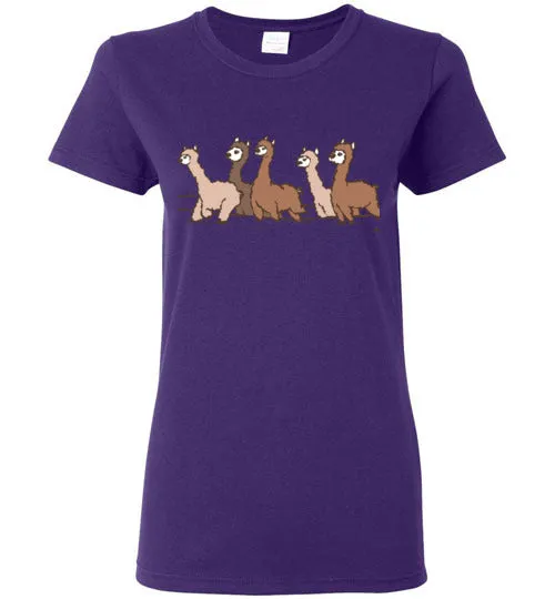 t-shirt: Curious Alpacas Gildan Ladies Short-Sleeve