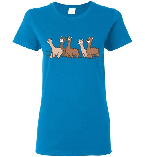 t-shirt: Curious Alpacas Gildan Ladies Short-Sleeve