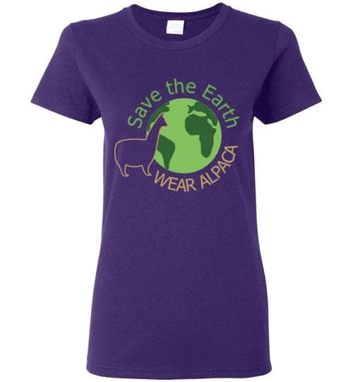 t-shirt: Save the Earth Wear Alpaca Ladies Short-Sleeve