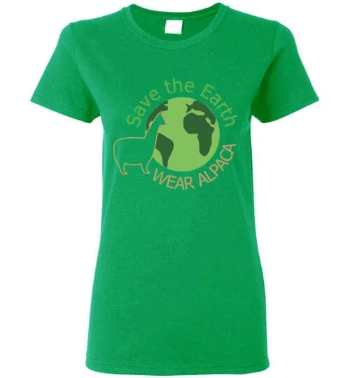 t-shirt: Save the Earth Wear Alpaca Ladies Short-Sleeve