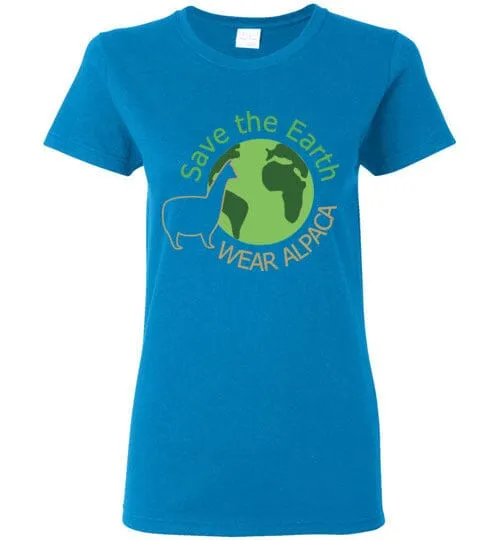 t-shirt: Save the Earth Wear Alpaca  Ladies Short-Sleeve