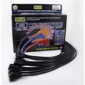 Taylor Spiro-Pro Spiral Core 8 mm Spark Plug Wire Set - Black - 90 Degree Plug Boots - Socket Style - Small Block Chevy