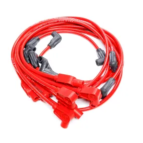 Taylor Spiro-Pro Spiral Core 8 mm Spark Plug Wire Set - Red - 90 Degree / Straight Plug Boots - HEI Style Terminal - Chevy V8 74211