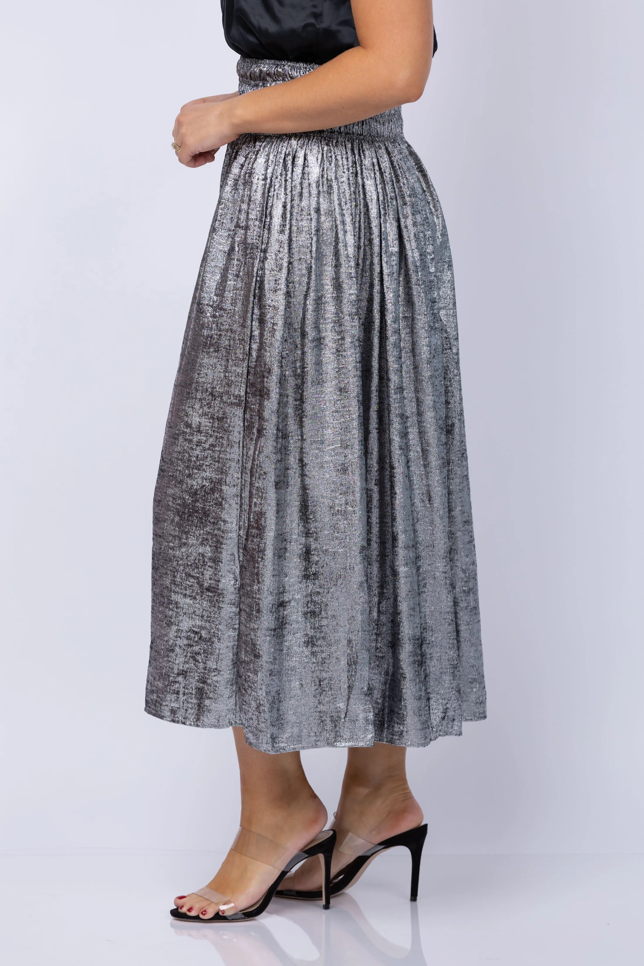 The Great. The Viola Skirt in Silver