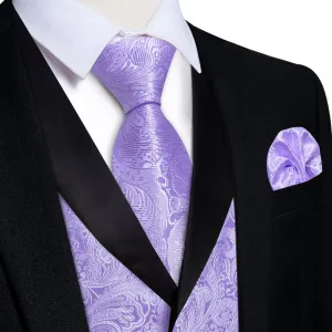 Ties2you Dress Vest Orchid Purple Floral Shawl Collar Silk Mens Waistcoat Tie Set