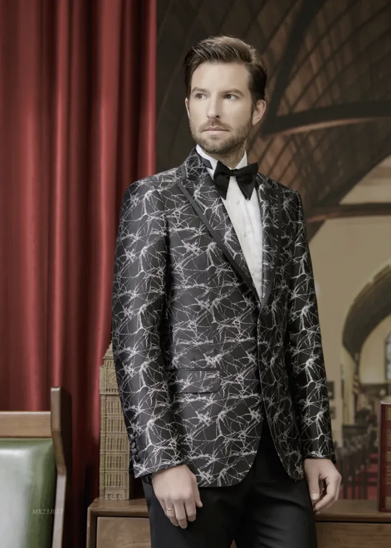 Tuxedo Black and Silver Jacquard Jacket  /  Style Number J39139/200