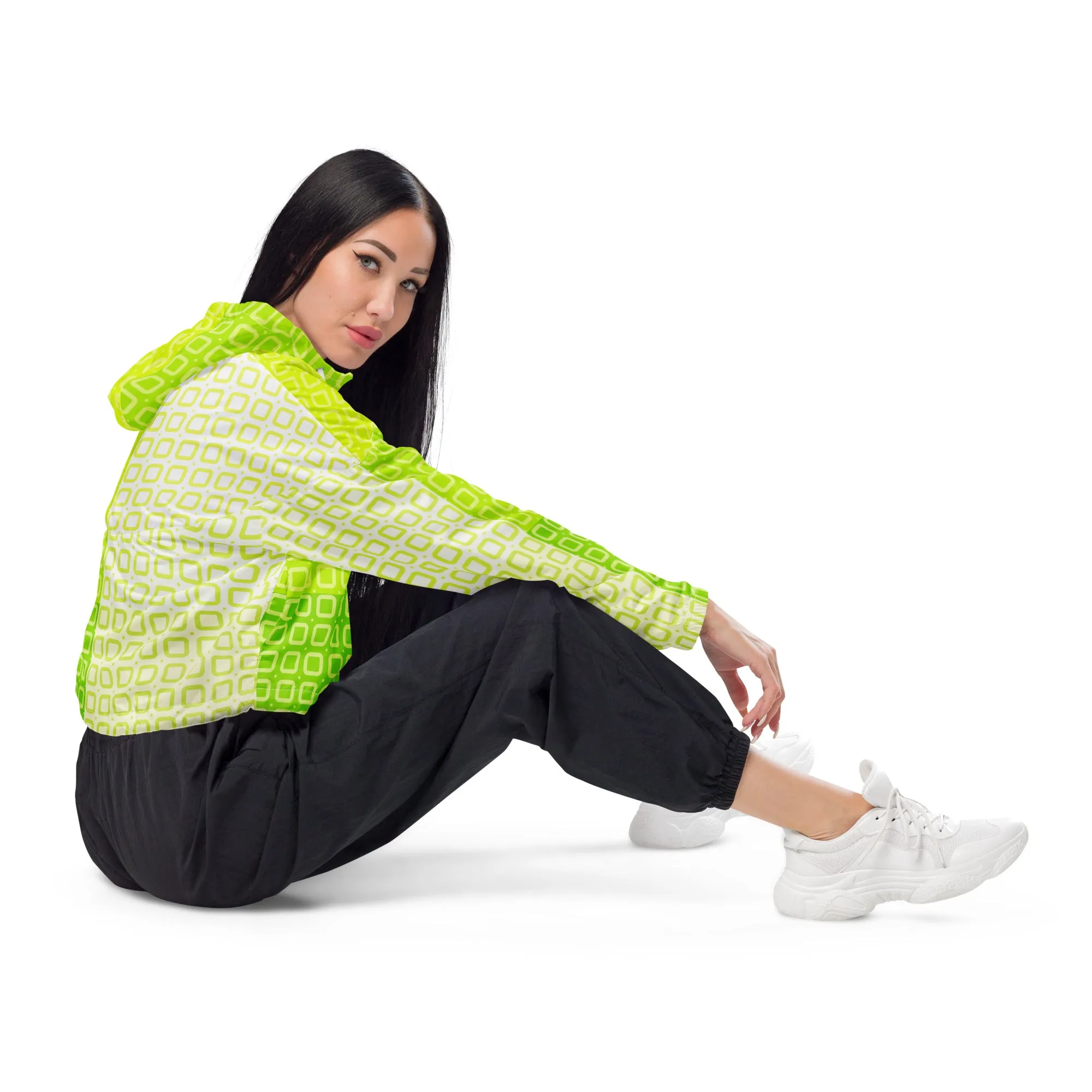 Two-Tone Lime Green Women’s cropped windbreaker