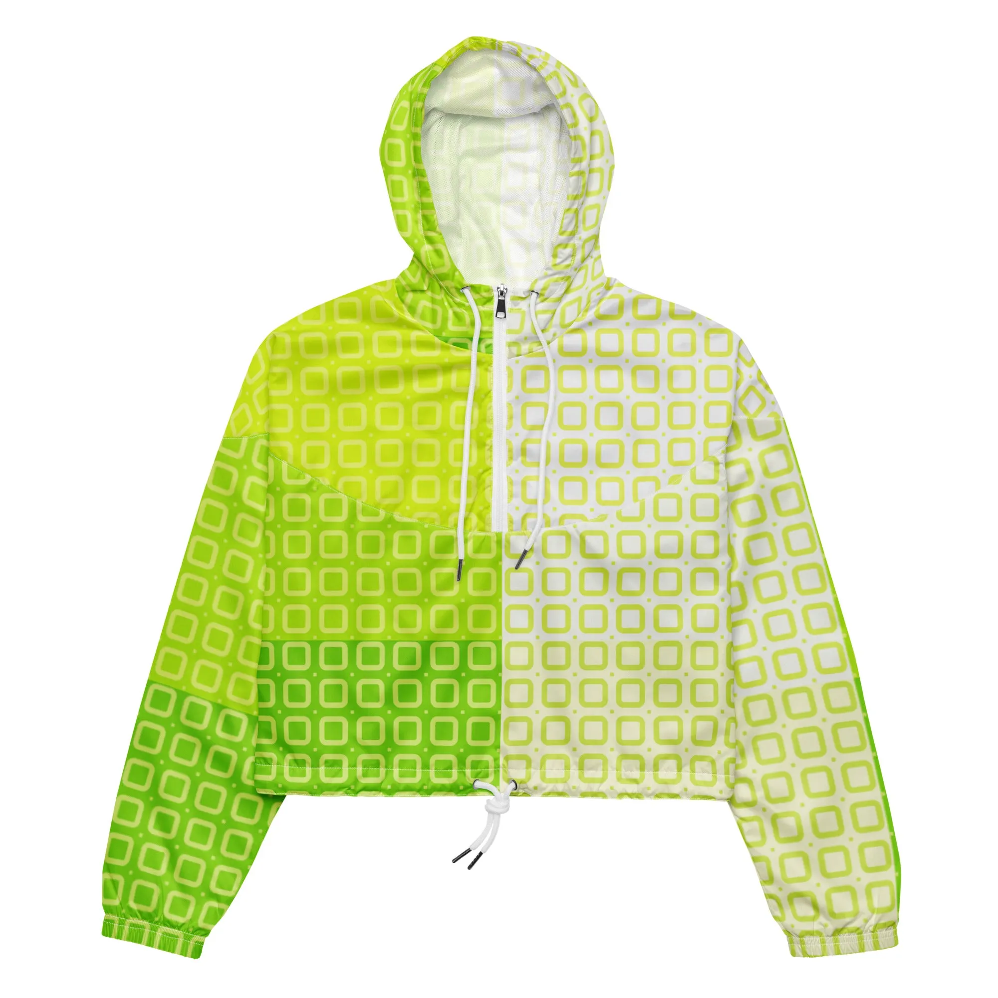 Two-Tone Lime Green Women’s cropped windbreaker