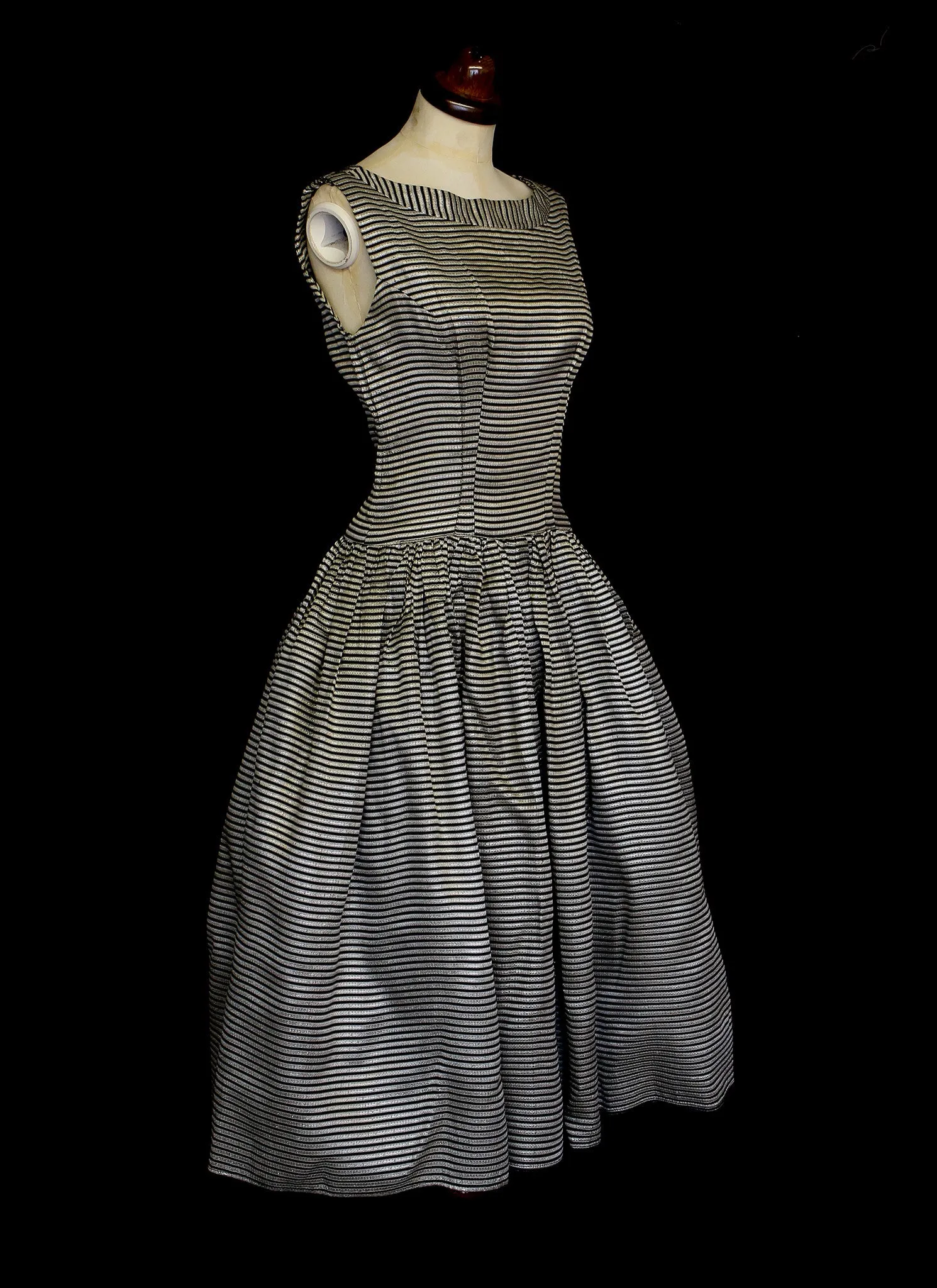 Vintage 1950s Stripe Brocade Dress