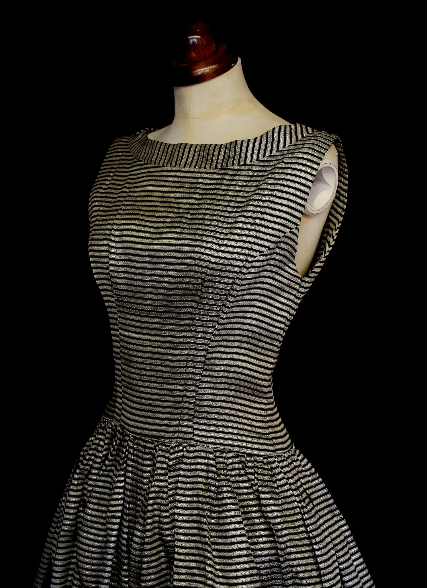 Vintage 1950s Stripe Brocade Dress