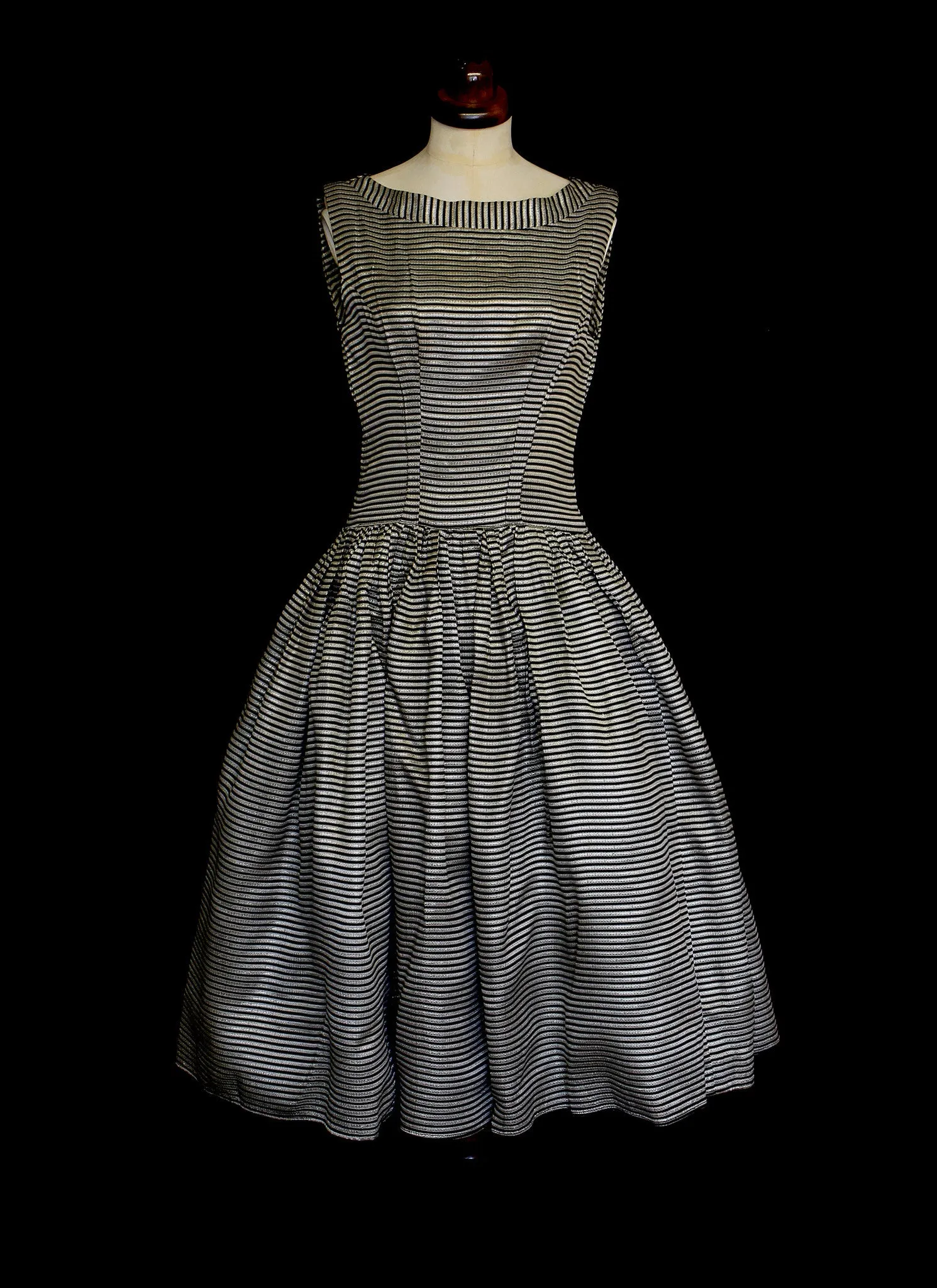 Vintage 1950s Stripe Brocade Dress