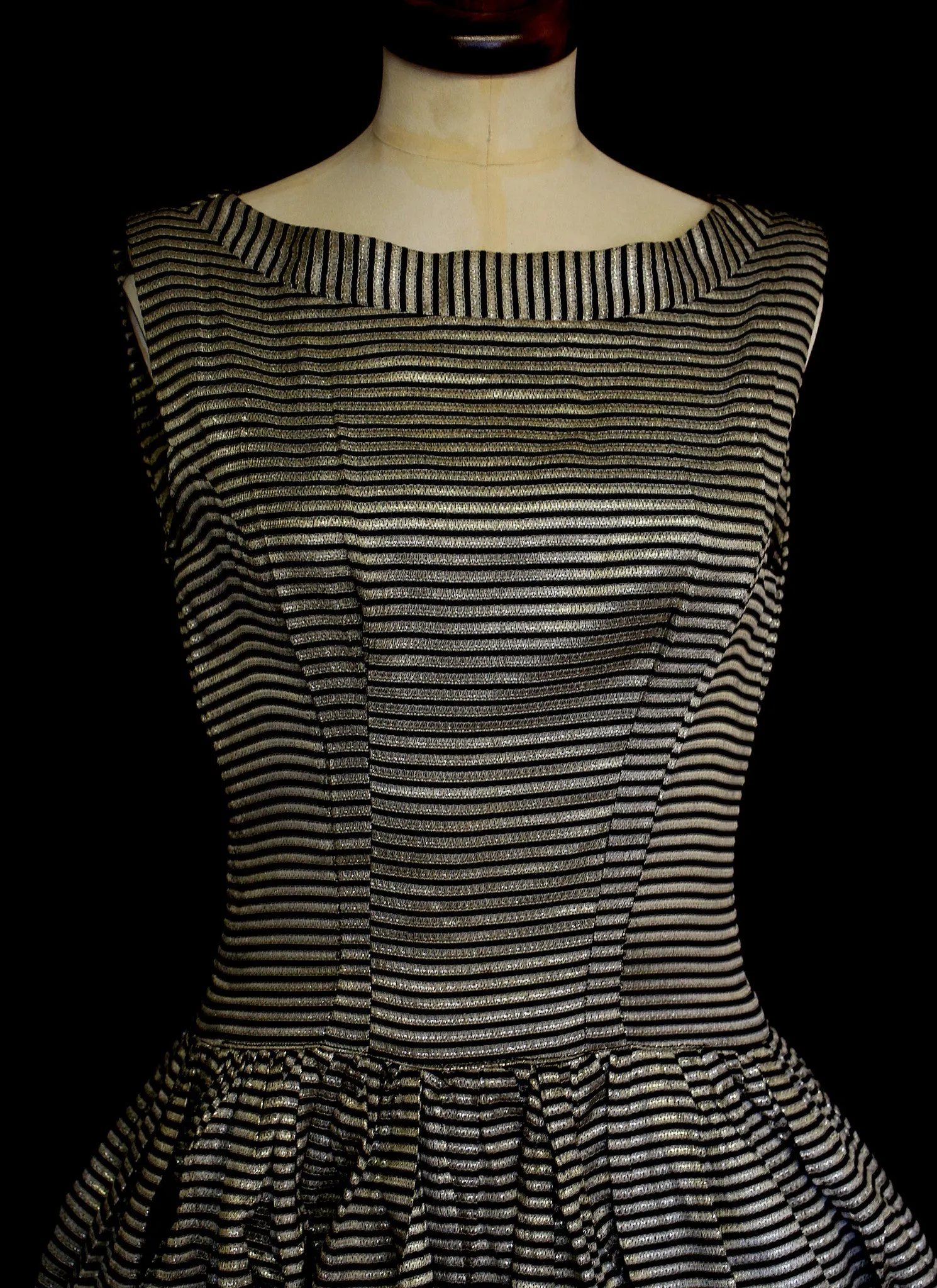 Vintage 1950s Stripe Brocade Dress