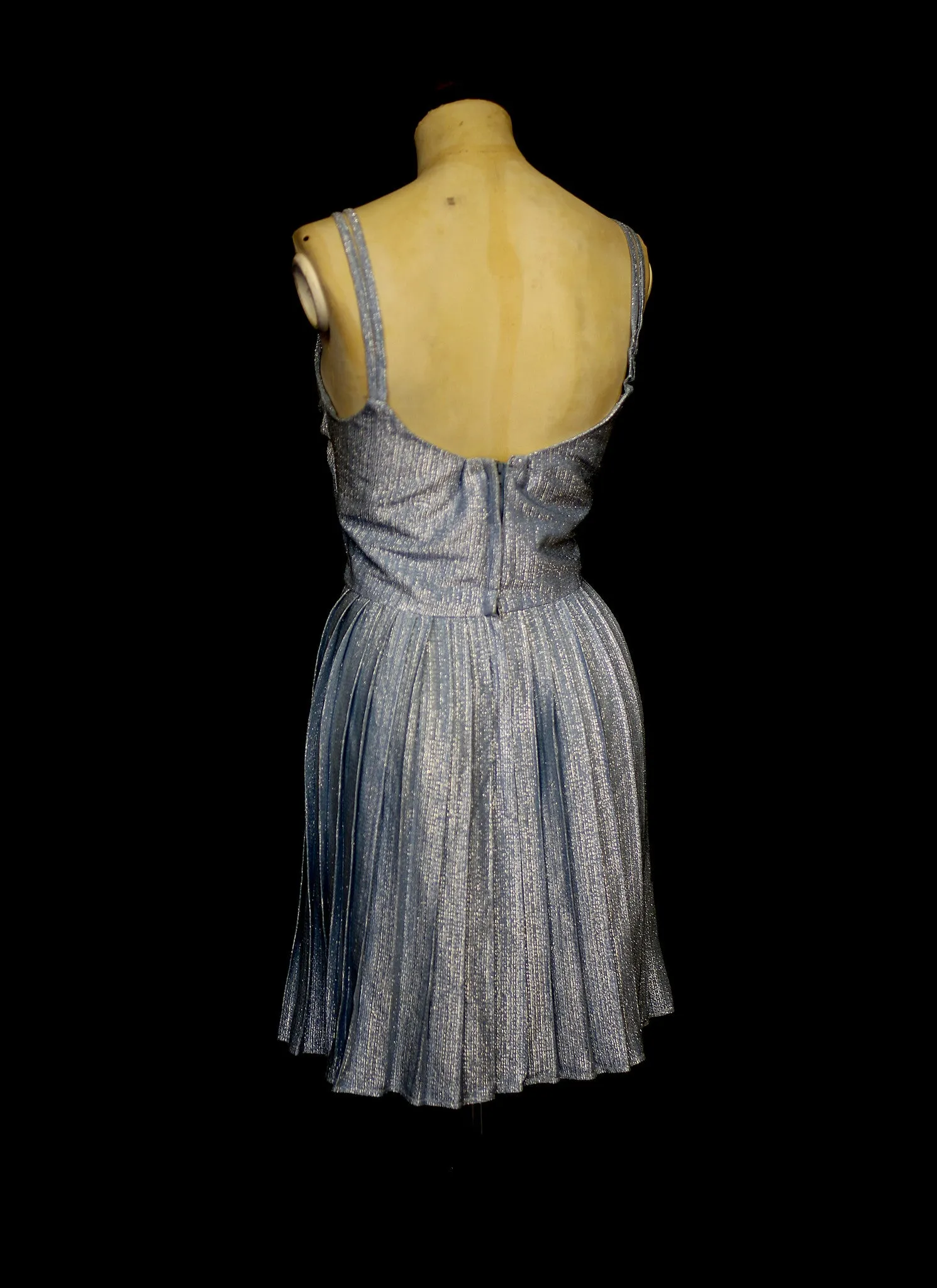 Vintage 1960s Blue Lurex Mini Dress