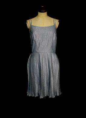 Vintage 1960s Blue Lurex Mini Dress