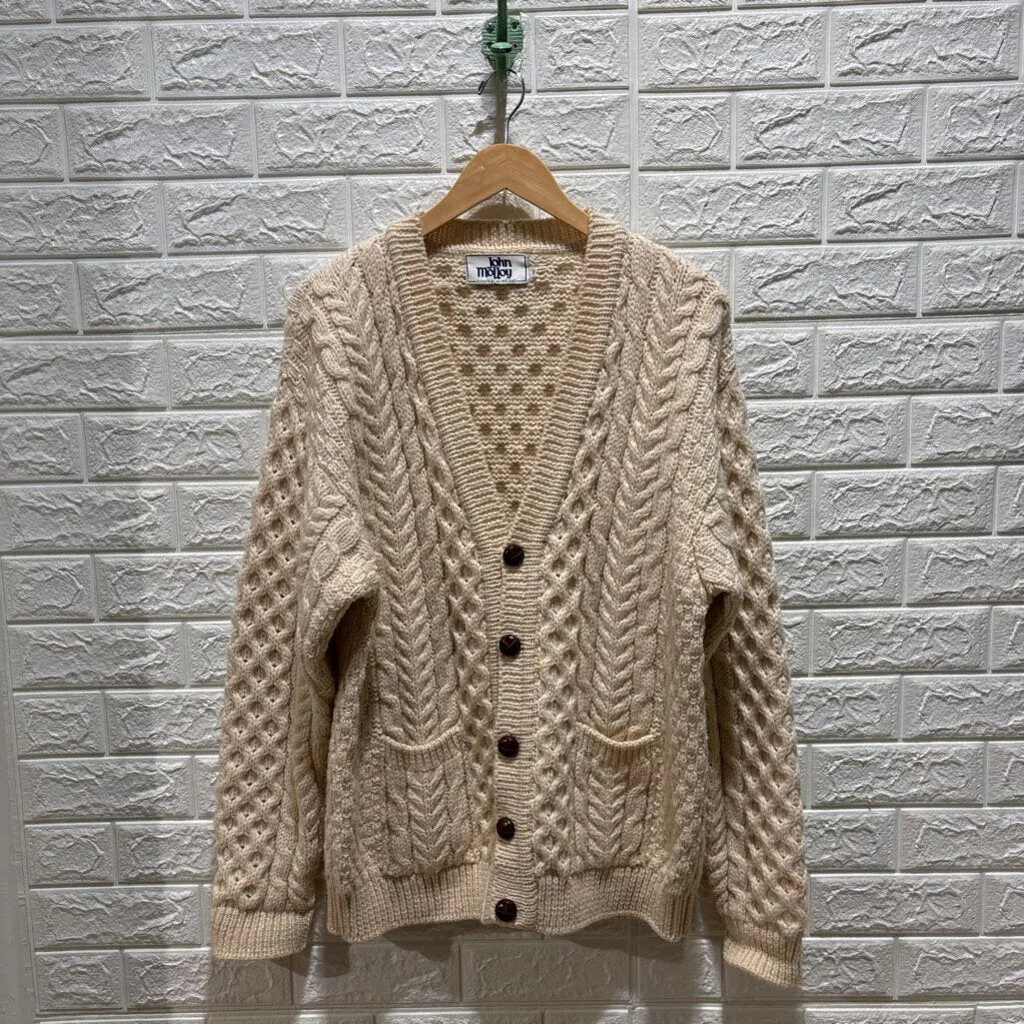 Vintage 80s 90s Irish Wool Cardigan Sweater *as is*