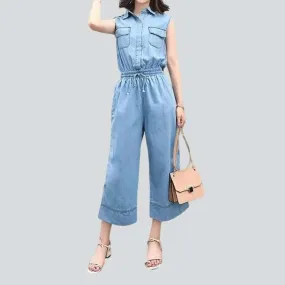 Wide-leg women's jean jumpsuit