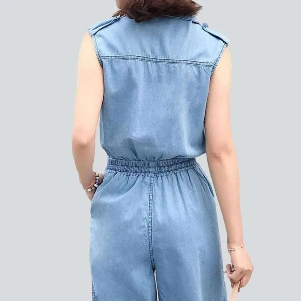 Wide-leg women's jean jumpsuit