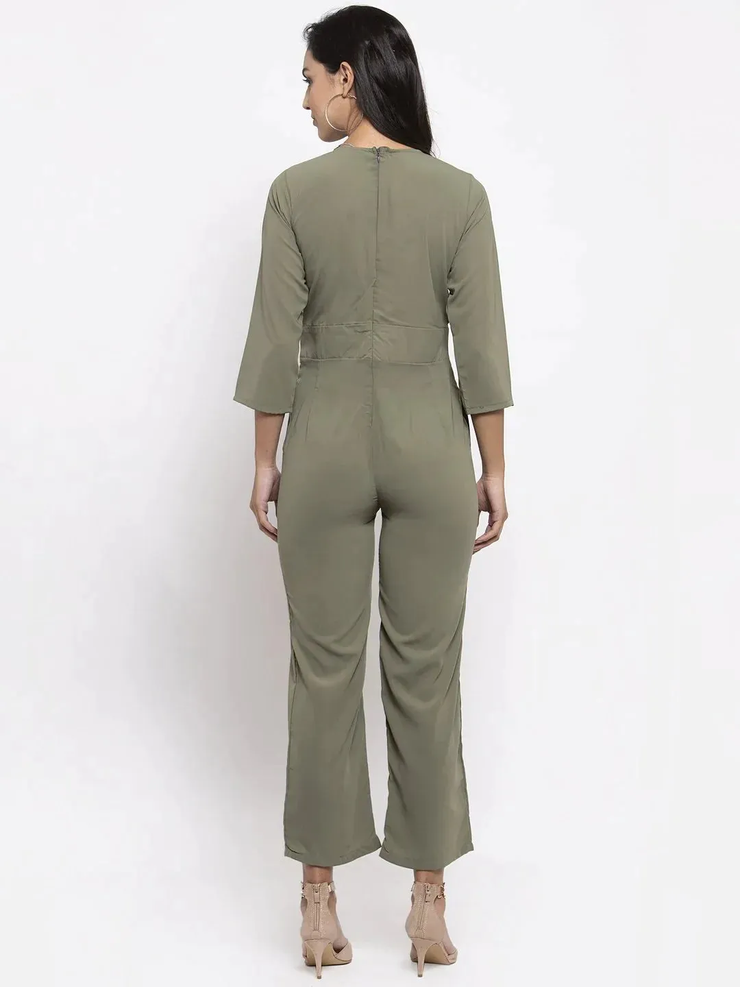 Women Pista-Green Solid Jumpsuit