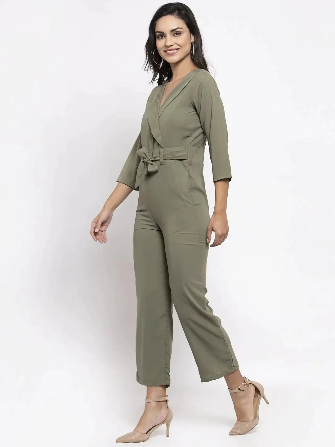 Women Pista-Green Solid Jumpsuit