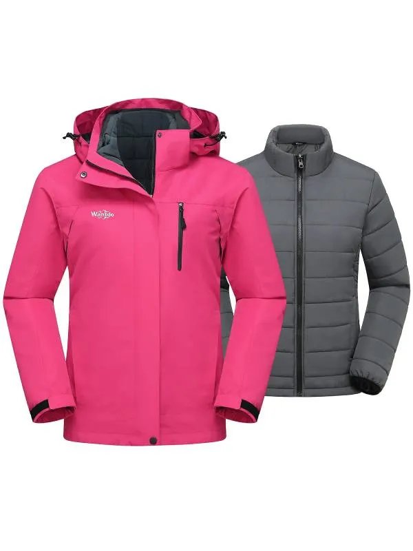 Women's 3-in-1 Ski Jacket Waterproof Snowboard Jacket Winter Coat Alpine I