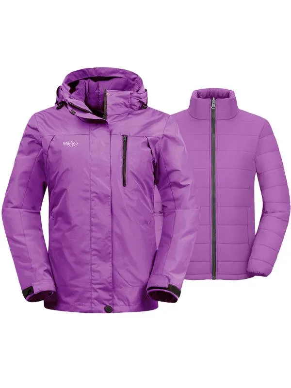 Women's 3-in-1 Ski Jacket Waterproof Snowboard Jacket Winter Coat Alpine I