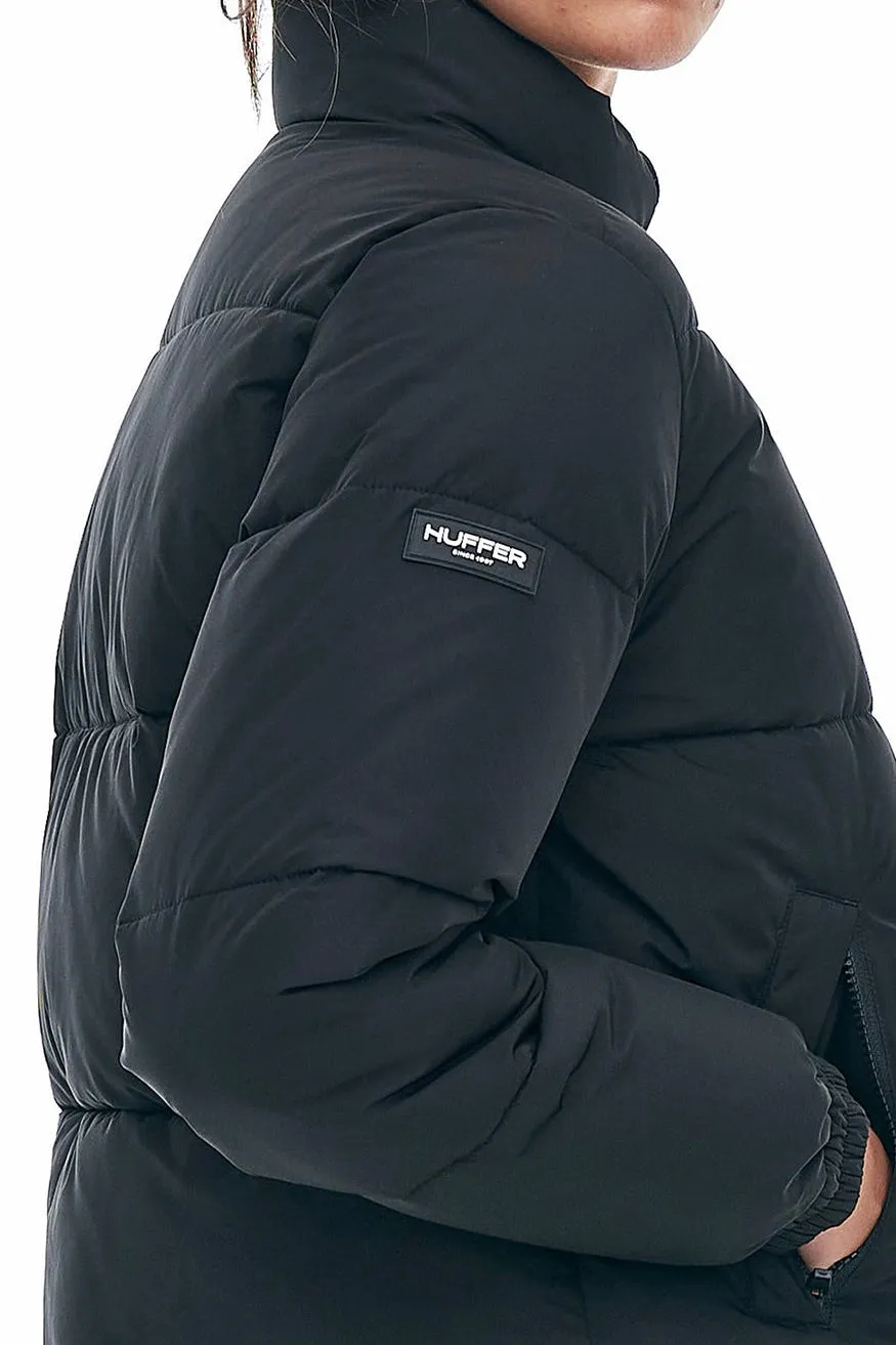 Womens Black Track Puffer Jacket