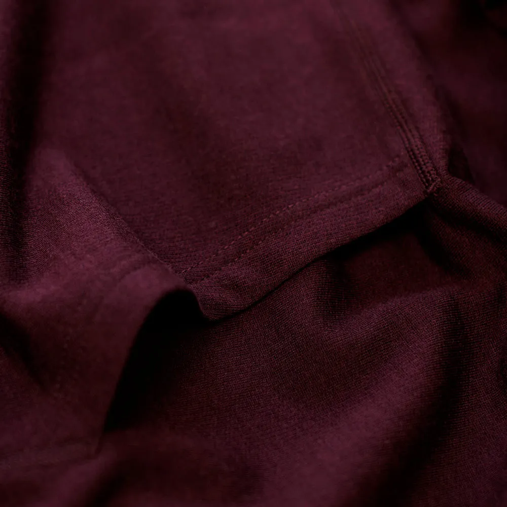 Womens Merino 260 Lounge Hoodie (Wine/Navy)