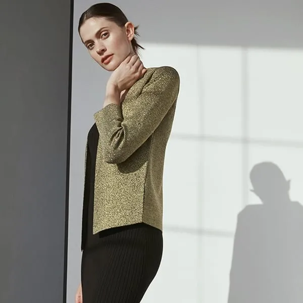 Woolf Jardigan - Gold Knit :: Black / Gold