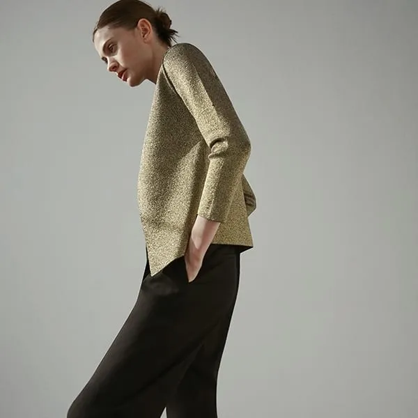 Woolf Jardigan - Gold Knit :: Black / Gold