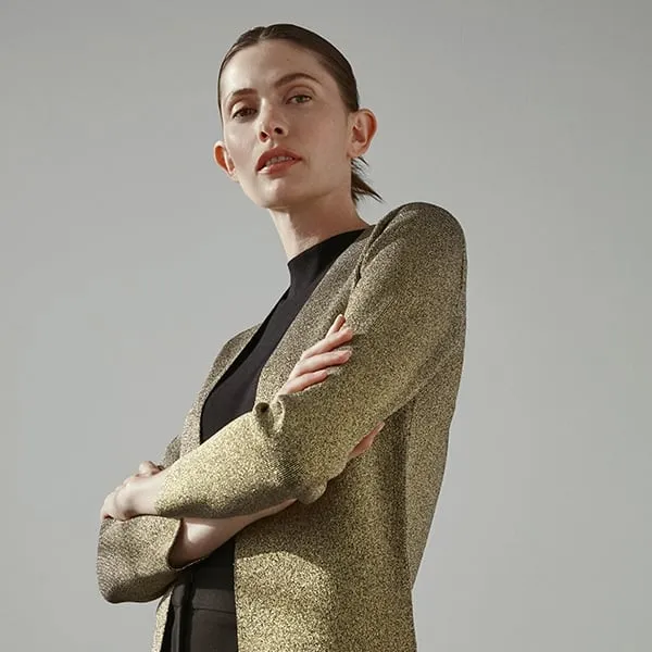 Woolf Jardigan - Gold Knit :: Black / Gold